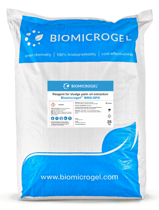 BMG-SPO product<br>to increase the extraction<br>rate of sludge palm oil